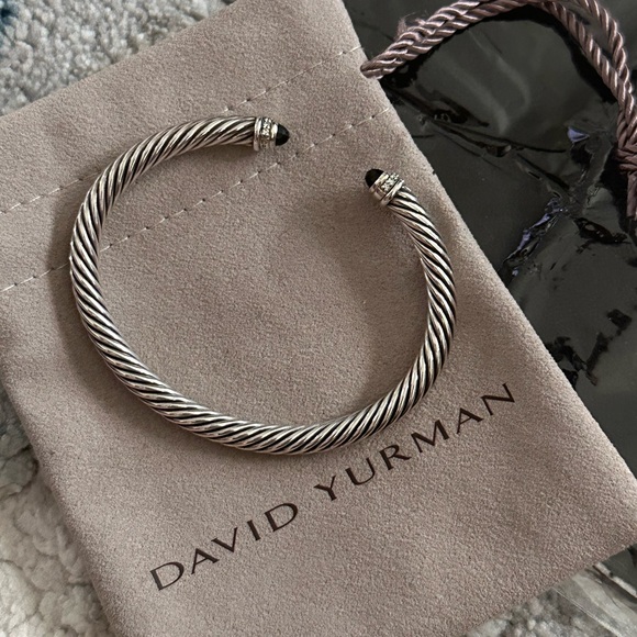 David Yurman 5mm Classic Cable Bracelet w/Black Onyx & Diamonds - Picture 3 of 15